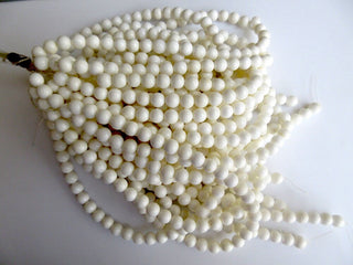 White Coral Large Hole Gemstone beads, 8mm White Coral Smooth Round Beads, Drill Size 1mm, 15 Inch Strand, GDS559