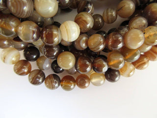 Banded Onyx Large Hole Gemstone beads, 8mm Banded Onyx Smooth Round Beads, Drill Size 1mm, 15 Inch Strand, GDS560