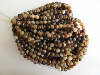 Banded Onyx Large Hole Gemstone beads, 8mm Banded Onyx Smooth Round Beads, Drill Size 1mm, 15 Inch Strand, GDS560