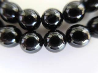 Black Onyx Large Hole Gemstone beads, 8mm Black Onyx Smooth Round Beads, Drill Size 1mm, 15 Inch Strand, GDS561