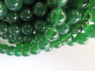 Green Onyx Large Hole Gemstone beads, 8mm Green Onyx Smooth Round Beads, Drill Size 1mm, 15 Inch Strand, GDS563