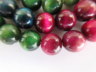 Multi Cats Eye Large Hole Gemstone beads, 8mm Multi Cats Eye Smooth Round Beads, Drill Size 1mm, 15 Inch Strand, GDS565