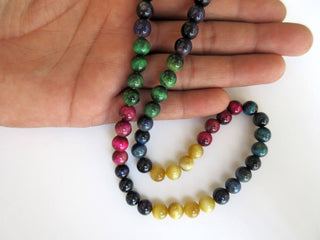 Multi Cats Eye Large Hole Gemstone beads, 8mm Multi Cats Eye Smooth Round Beads, Drill Size 1mm, 15 Inch Strand, GDS565