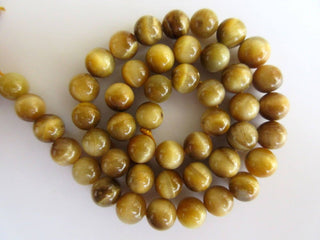 Yellow Cats Eye Large Hole Gemstone beads, 8mm Yellow Cats Eye Smooth Round Beads, Drill Size 1mm, 15 Inch Strand, GDS566