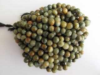 Green Cats Eye Large Hole Gemstone beads, 8mm Green Cats Eye Smooth Round Beads, Drill Size 1mm, 13 Inch Strand, GDS567