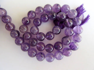Amethyst Large Hole Gemstone beads, 8mm Amethyst Smooth Round Beads, Drill Size 1mm, 13 Inch Strand, GDS569