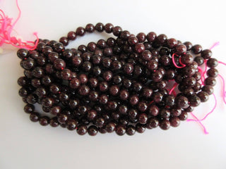 Garnet Large Hole Gemstone beads, 8mm Garnet Smooth Round Beads, Drill Size 1mm, 15 Inch Strand, GDS571