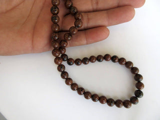 Tiger Obsidian Large Hole Gemstone beads, 8mm Tiger Obsidian Smooth Round Beads, Drill Size 1mm, 15 Inch Strand, GDS572