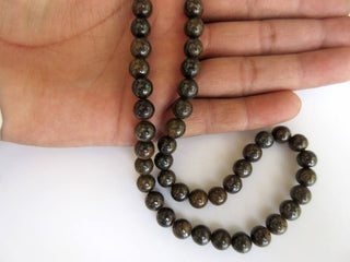 Coffee Jasper Large Hole Gemstone beads, 8mm Coffee Jasper Smooth Round Beads, Drill Size 1mm, 15 Inch Strand, GDS580