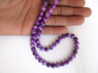 Charoite Large Hole Gemstone beads, 8mm Charoite Smooth Round Mala Beads, Drill Size 1mm, 15 Inch Strand, GDS583