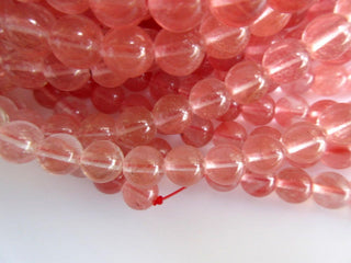 Cherry Quartz Large Hole Gemstone beads, 8mm Cherry Quartz Smooth Round Mala Beads, Drill Size 1mm, 15 Inch Strand, GDS584