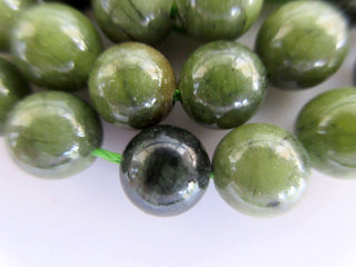 Green Jasper Large Hole Gemstone beads, 8mm Green Jasper Smooth Round Mala Beads, Drill Size 1mm, 15 Inch Strand, GDS585