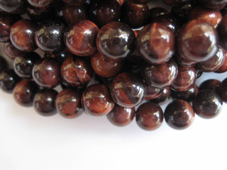 Red Black Jasper Large Hole Gemstone beads, 8mm Red Jasper Smooth Round Mala Beads, Drill Size 1mm, 15 Inch Strand, GDS587