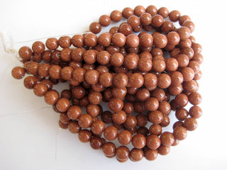 Gold Sunstone Large Hole Gemstone beads, 8mm Gold Sunstone Smooth Round Mala Beads, Drill Size 1mm, 15 Inch Strand, GDS589