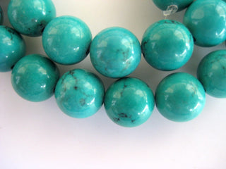 Turquoise Large Hole Gemstone beads, 8mm Turquoise Smooth Round Mala Beads, Drill Size 1mm, 15 Inch Strand, GDS591