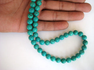 Turquoise Large Hole Gemstone beads, 8mm Turquoise Smooth Round Mala Beads, Drill Size 1mm, 15 Inch Strand, GDS591