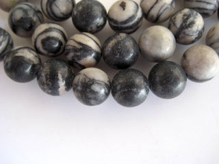 Zebra Agate Large Hole Gemstone beads, 8mm Zebra Agate Smooth Round Mala Beads, Drill Size 1mm, 15 Inch Strand, GDS597