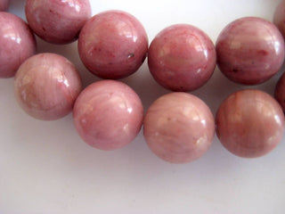 Pink Rhodonite Large Hole Gemstone beads, 8mm Pink Rhodonite Smooth Round Mala Beads, Drill Size 1mm, 15 Inch Strand, GDS598