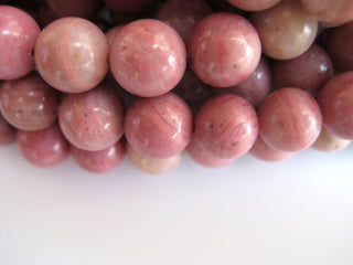 Pink Rhodonite Large Hole Gemstone beads, 8mm Pink Rhodonite Smooth Round Mala Beads, Drill Size 1mm, 15 Inch Strand, GDS598