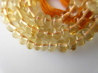 Citrine Rondelle Beads, Smooth Citrine Beads, 5mm Each, 10 Inch Strand, GDS606