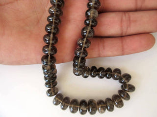 Smoky Quartz Rondelle Beads, Smooth Smoky Quartz Beads, 7-12mm Each, 18 Inch Strand, GDS610