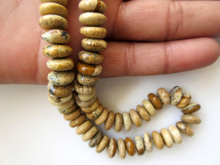 Picture Jasper Rondelle Beads, Smooth Picture Jasper Beads, 10mm Each, 18 Inch Strand, GDS613