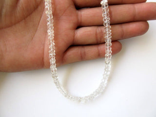 6mm/7mm/8mm AAA Quartz Crystal Faceted Rondelle Beads, Natural Clear Quartz Crystal Beads, 10 Inch Strand, GDS620