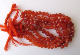 Carnelian Faceted Trillion Shaped Beads, Triangle Shaped Carnelian Faceted Beads, 9mm Each, 10 Inch Strand, GDS622