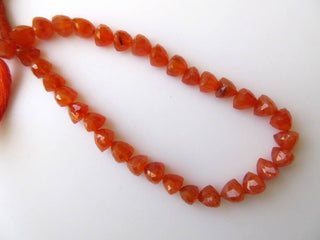 Carnelian Faceted Trillion Shaped Beads, Triangle Shaped Carnelian Faceted Beads, 7mm Each, 10 Inch Strand, GDS623