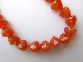 Carnelian Faceted Trillion Shaped Beads, Triangle Shaped Carnelian Faceted Beads, 7mm Each, 10 Inch Strand, GDS623