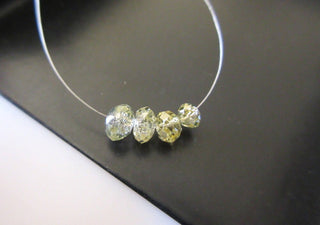 4 Pieces 3.5mm To 4.5mm Rare Clear Yellow Diamond Faceted Rondelle Beads, Bright Yellow diamond Beads, Dds481/13