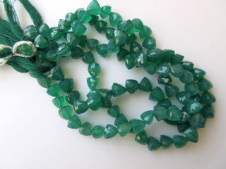 Green Onyx Faceted Trillion Beads, Trillion Shaped Green Onyx Faceted Beads, 7mm Each, 10 Inch Strand, GDS624