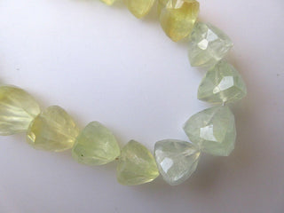 Prehnite Faceted Trillion Shaped Beads, Triangle Shaped Faceted Prehnite Beads, 9-10mm Each, 8 Inch Strand, GDS627