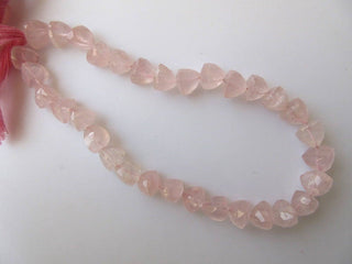 Rose Quartz Faceted Trillion Shaped Beads, Trillion Shaped Faceted Rose Quartz Beads, 8mm Each, 10 Inch Strand, GDS628
