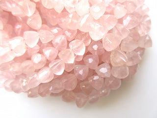 Rose Quartz Faceted Trillion Shaped Beads, Trillion Shaped Faceted Rose Quartz Beads, 8mm Each, 10 Inch Strand, GDS628