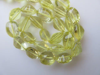 AAA Lemon Quartz Oval Concave Cut Beads, Concave Cut Lemon Quartz Faceted Beads, 10-12mm Each, 15 Inch Strand, GDS634