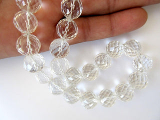 Natural Quartz Crystal Beads, Faceted Round Gemstone Crystal Beads, 12mm Each, 11 Inch Strand, GDS636