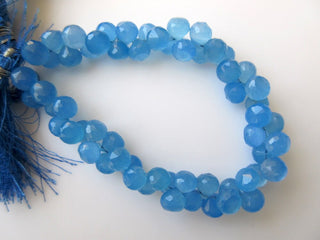 Blue Chalcedony Faceted Onion Briolette Beads, Faceted Onion Shaped Blue Chalcedony Beads, 8mm Each, 7.5 Inch Strand, GDS640