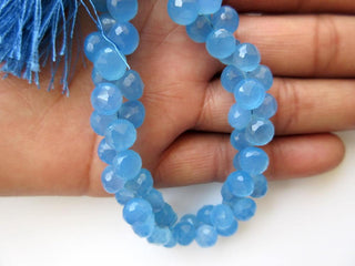 Blue Chalcedony Faceted Onion Briolette Beads, Faceted Onion Shaped Blue Chalcedony Beads, 8mm Each, 7.5 Inch Strand, GDS640