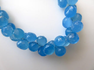 Blue Chalcedony Faceted Onion Briolette Beads, Faceted Onion Shaped Blue Chalcedony Beads, 7mm Each, 7.5 Inch Strand, GDS641