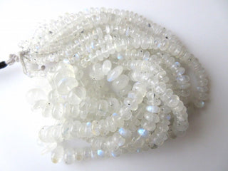 White Rainbow Moonstone Rondelle Beads, Moonstone Smooth Rondelle Beads, 5mm to 12mm Beads, 18 Inch Strand, GDS655