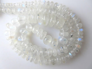 White Rainbow Moonstone Rondelle Beads, Moonstone Smooth Rondelle Beads, 5mm to 12mm Beads, 18 Inch Strand, GDS655