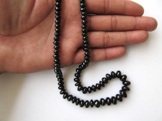 Black Spinel Rondelle Beads Smooth Rondelle Spinel Beads 5mm to 10mm Beads 16 Inch Strand GDS656