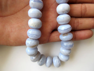 17mm Huge Lace Agate Rondelle Beads, Smooth Light Blue Lace Agate Beads, 13 Inch Strand, GDS663