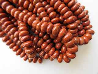 10mm Red Jasper Rondelle Beads, Smooth Rondelle Beads, 18 Inch Strand, GDS664