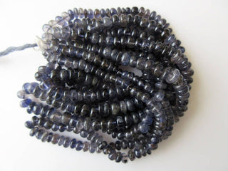 7mm Iolite Rondelle Beads, Natural Iolite Smooth Rondelle Beads, 7mm to 7.5mm Beads, 16 Inch Strand, GDS666