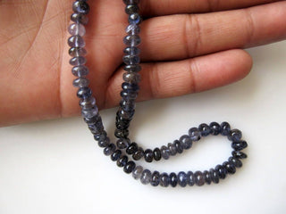 7mm Iolite Rondelle Beads, Natural Iolite Smooth Rondelle Beads, 7mm to 7.5mm Beads, 16 Inch Strand, GDS666