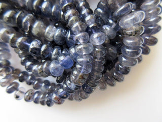 7mm Iolite Rondelle Beads, Natural Iolite Smooth Rondelle Beads, 7mm to 7.5mm Beads, 16 Inch Strand, GDS666