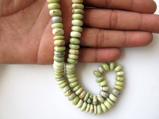 Natural Yellow Serpentine Rondelle Beads, 10mm Smooth Serpentine Rondelle Beads, 16 Inch Strand, GDS671