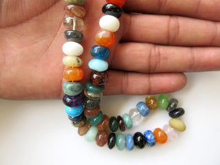 Multi Gemstone Rondelle Beads, Crystal Turquoise Lapis Onyx Carnelian Rondelle Beads, 11mm Beads, 18 Inch Strand, GDS674